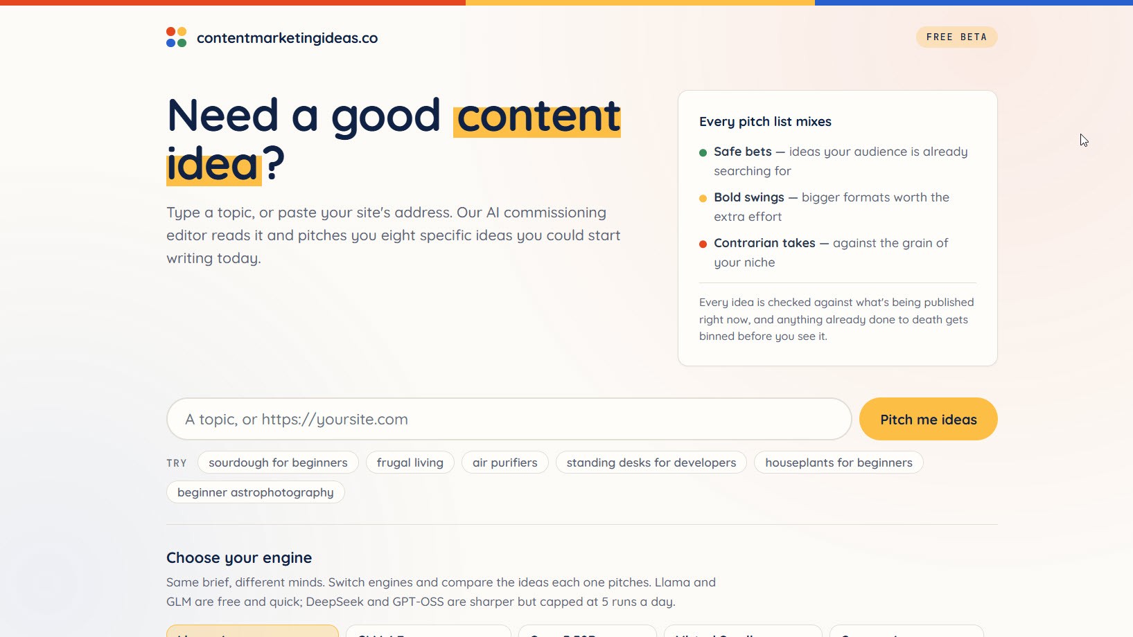 Eight content ideas, from the model you choose